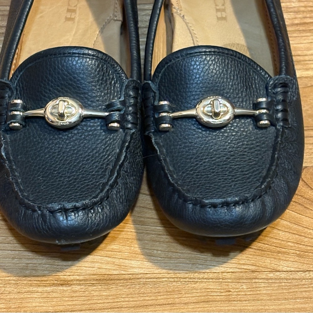 Coach Arlene Turnlock Pebble Grain Black Leather Loafers Sz 6.5B - Picture 4 of 10
